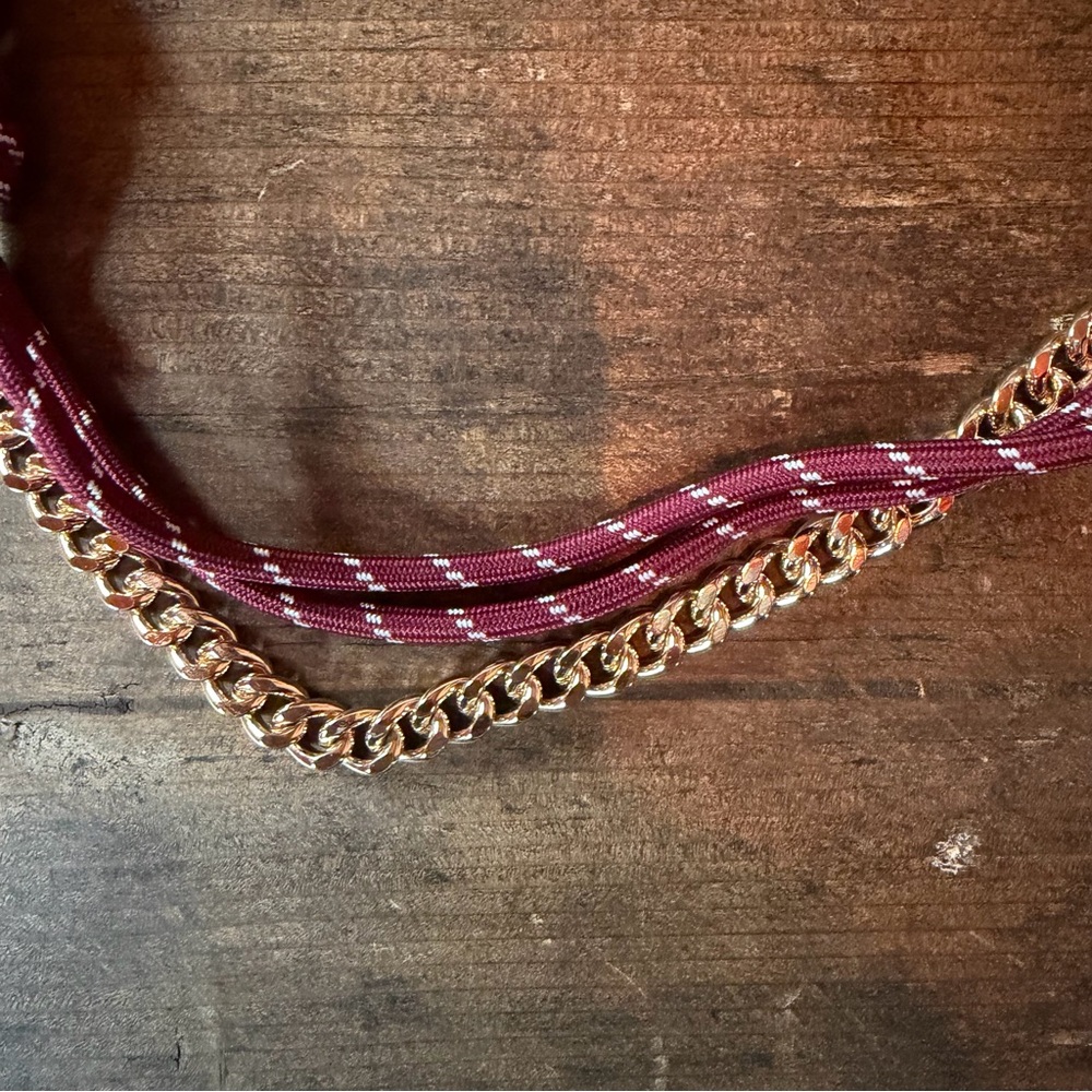 Gold Chain + Burgundy Paracord Rope Bag Charm Strap 16” - Picture 3 of 6